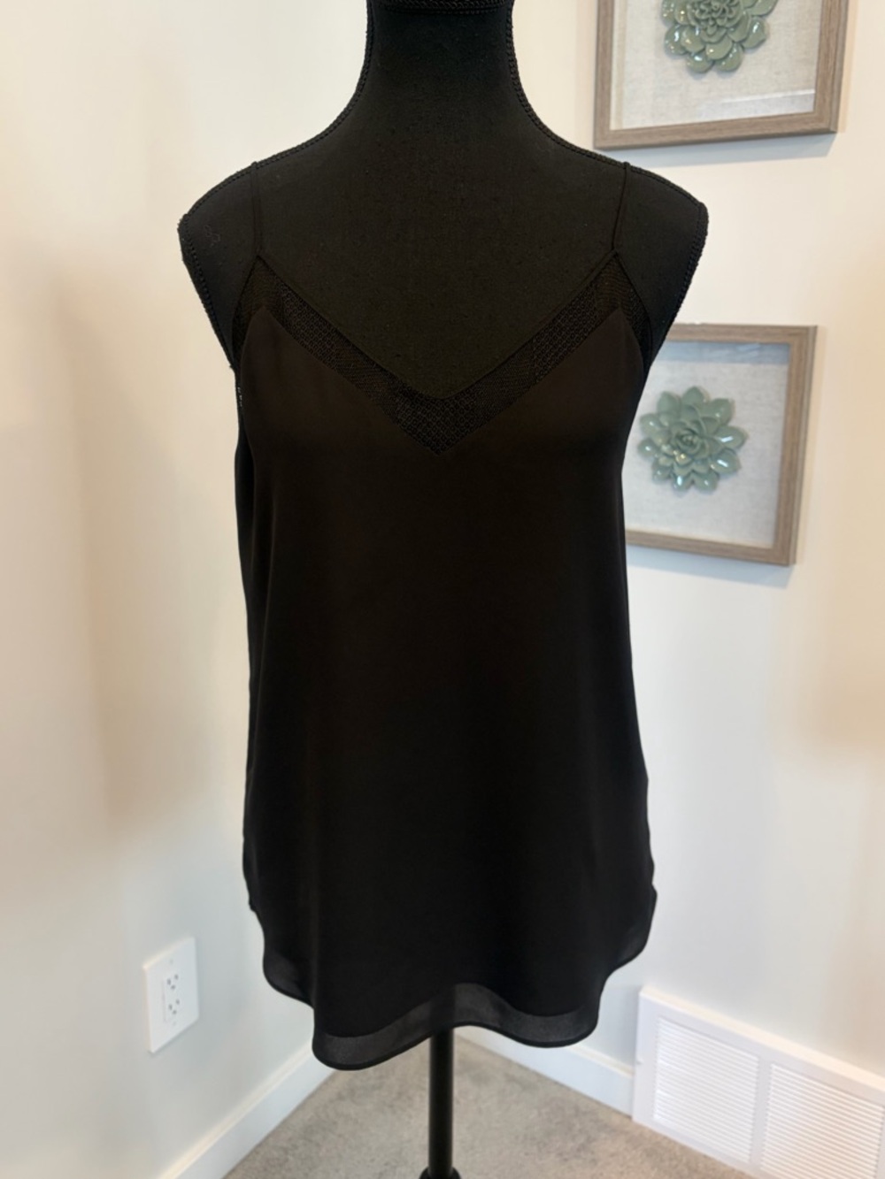 Never Worn! Aritzia Babaton Galen Black Mesh-Trim Camisole